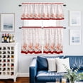 thumbnail image 2 of Red Coastal Shell Kitchen Curtains Sets for Windows 24 Inch Length, Nautical Seahorse Coral Stripes Rod Pocket Window Treatments Tier Curtains and Valances Set for Bedroom/Bathroom, 2 of 8