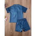 thumbnail image 4 of Hirigin Kids Baby Girl Boy Satin Pajamas Set Button Down Sleep Shirt Top and Shorts Bottoms Sleepwear Loungewear Clothes, 4 of 7