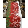 thumbnail image 5 of Christmas White Snowflake on Red Table Runner 13x60in Non-Slip Cotton Linen Table Runners, Winter Pine Branch Cones Dresser Scarves TableRunner for Dinner Kitchen Dining Wedding Party, 5 of 9