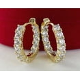 thumbnail image 2 of Party Wear Clip On Hoop Huggie Women's Earrings 14K Yellow Gold Plated 925 Silver 1.50CT Round Cut Real Moissanite, 2 of 2