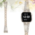 thumbnail image 3 of 1Pc Stainless Steel Watch Band Delicate Fanshaped Rhinestone Inlaid Wristband Replacement Strap Compatible for Fitbit Versa (Vintage Gold), 3 of 5