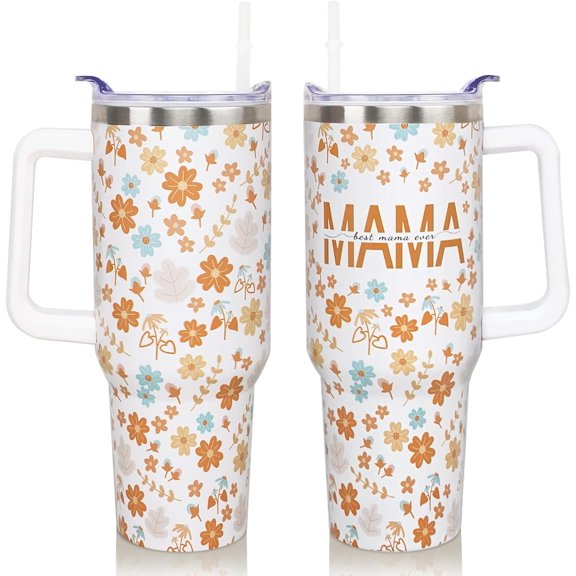 Boy Mom Tumbler 40 oz, Birthday Gift Christmas Mothers Day Gifts for Boy Mama, Boy Mom Cup Coffee Mug Stainless Steel 40 oz Tumbler with Handle and Straw