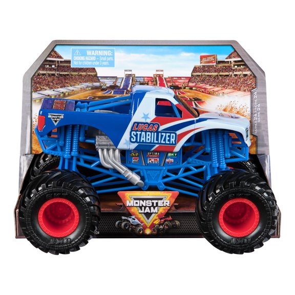 Monster Jam, Official Lucas Stabilizer Monster Truck, Collector Die-Cast Vehicle, 1:24 Scale, Kids Toys for Boys and Girls Ages 3 and up