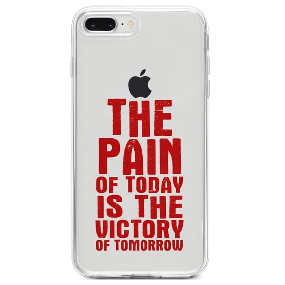DistinctInk Clear Shockproof Hybrid Case for iPhone 7 PLUS / 8 PLUS (5.5" Screen) TPU Bumper Acrylic Back Tempered Glass Screen Protector - The Pain of Today is the Victory of Tomorrow
