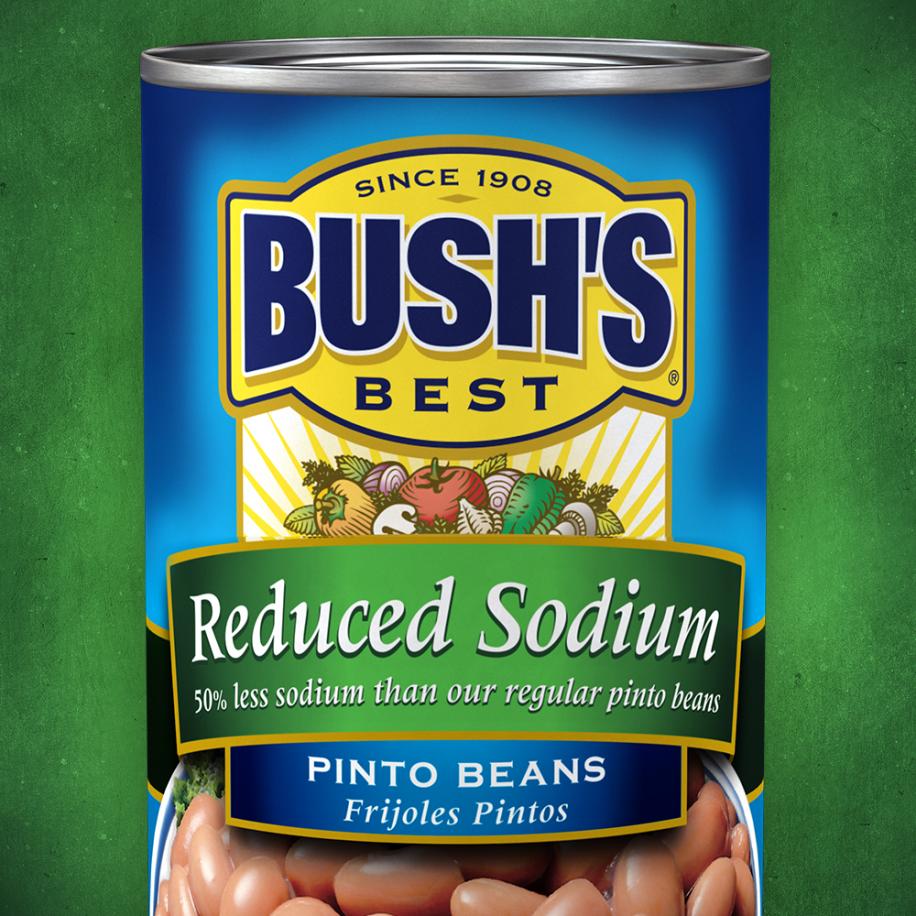 6 PACKS Bushs Best Low Sodium Pinto Beans, 111 Ounce