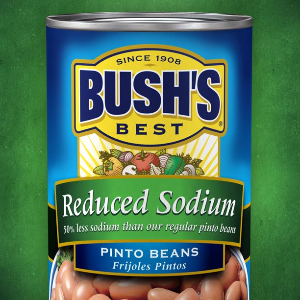 6 PACKS Bushs Best Low Sodium Pinto Beans, 111 Ounce