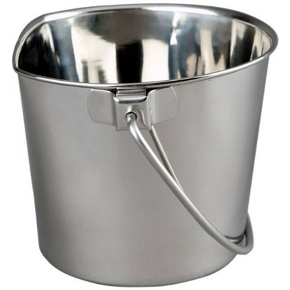 Advance PET Products 4 Quart Heavy Duty Stainless Steel Flat Side Bucket | Durable Food & Water Pail for Dogs, Cats, Kennels, Cages and Critter Crates | Multi-Purpose Bucket