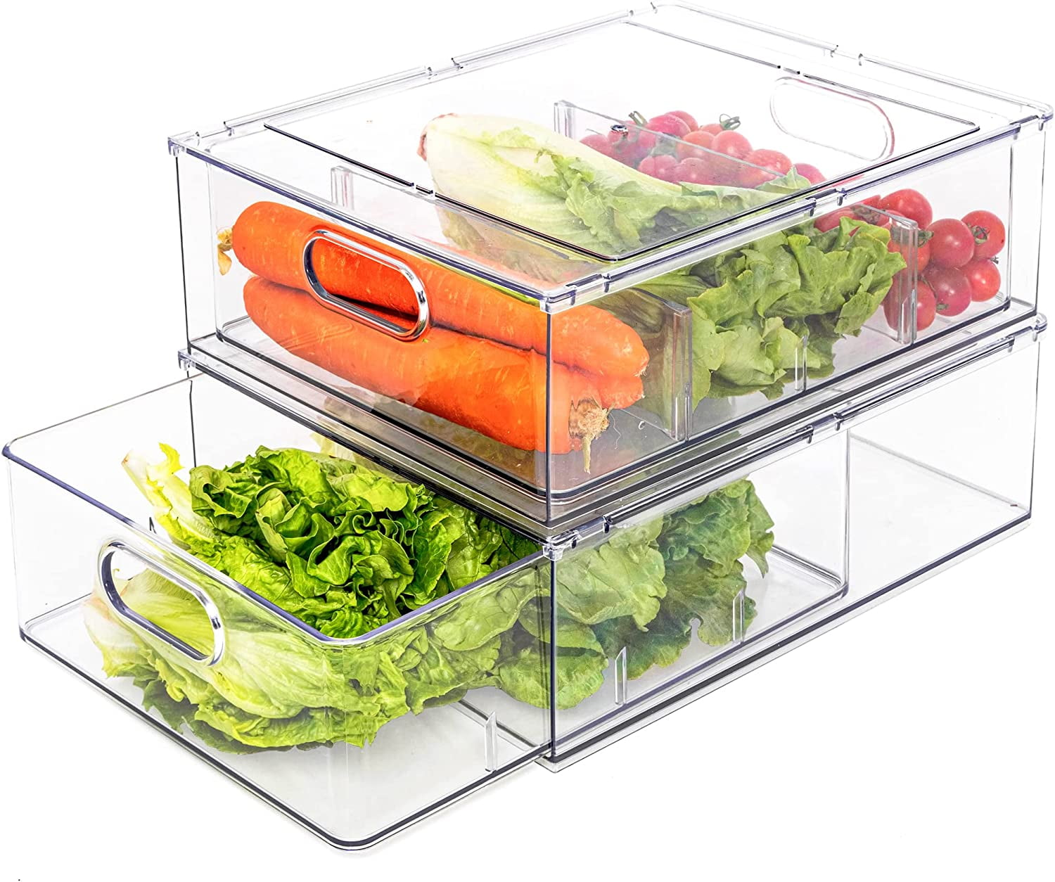 Drawers - Clear Stackable Pull Out Refrigerator Organizer Bins - Food Storage  Containers for Kitchen, Refrigerator, Freezer & Va - AliExpress
