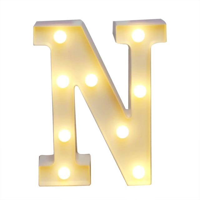 Amdohai Alphabet LEDs Light Standing Letters Sign with Bulbs Night Lamp Warm White Constant Bright Light Effect 2 * AA Cell Operated IP54 Water Resistance for Birthday Christmas Wedding Home Party Bar