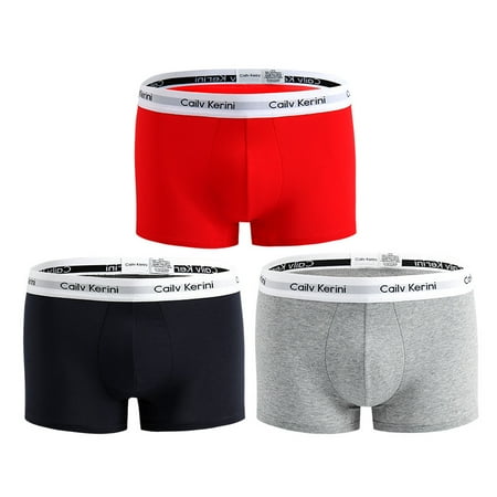 

Toyella Men s Pure Cotton Boxer Brief Underwear Breathable Red black grey L