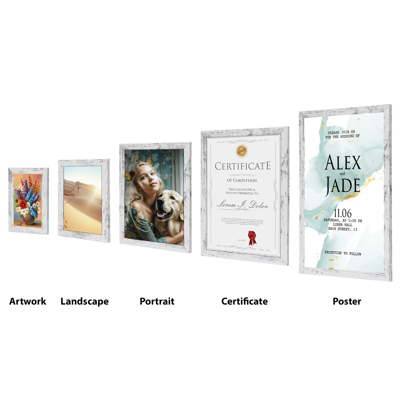 5x7 Picture Frame Set of 15, Rustic Picture Frames Display 5 by 7 Photo for Wall or Tabletop