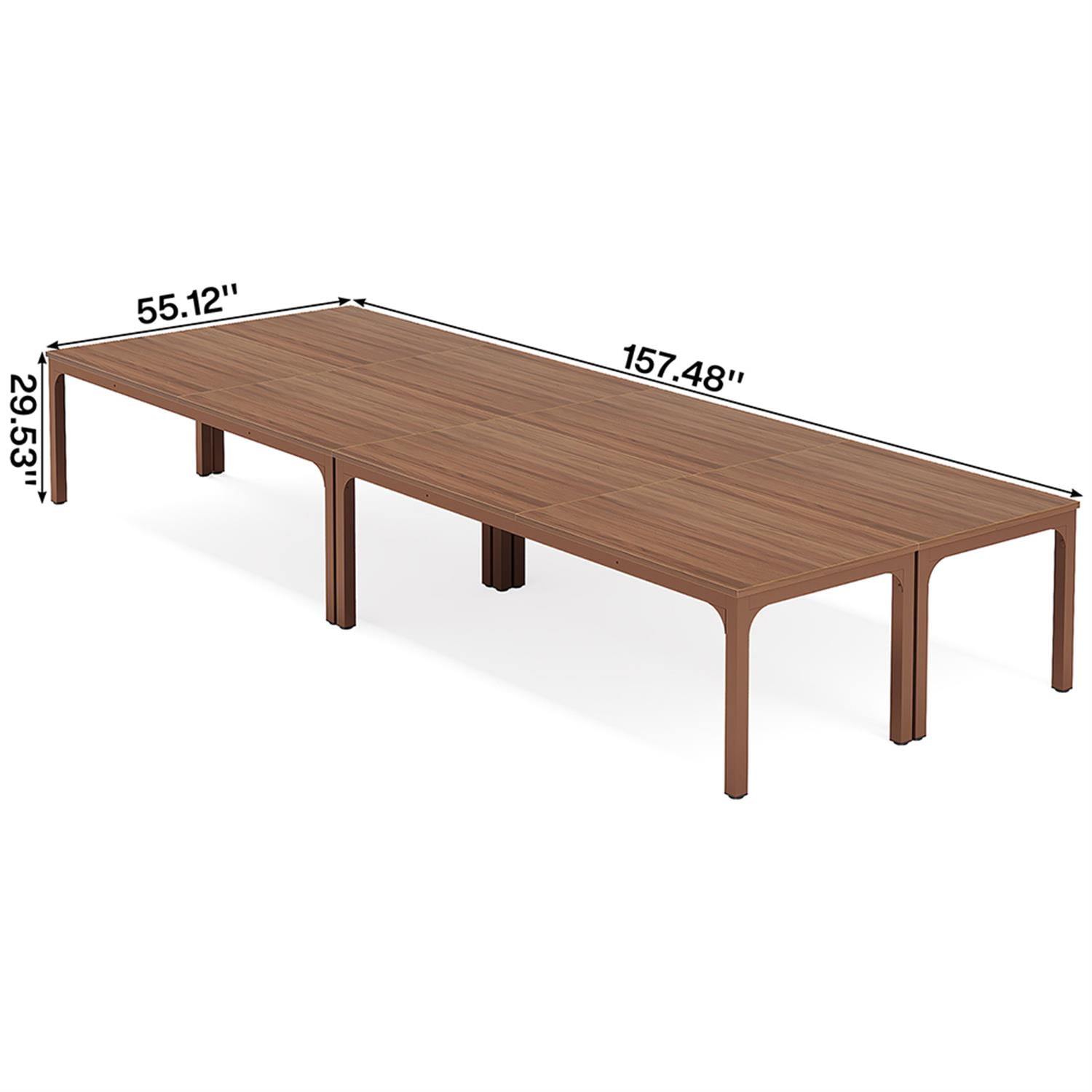 Demi Bonn 78" Farmhouse Dining Table, Wood Rustic Kitchen Table for 8 People, Large Rectangular Dinner Table for Dining Room, Home Office, Living Room Furniture, Brown