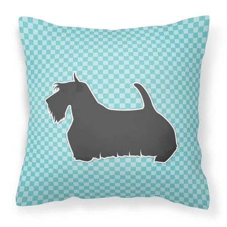 Carolines Treasures BB3769PW1818 Scottish Terrier Checkerboard Blue Fabric Decorative Pillow