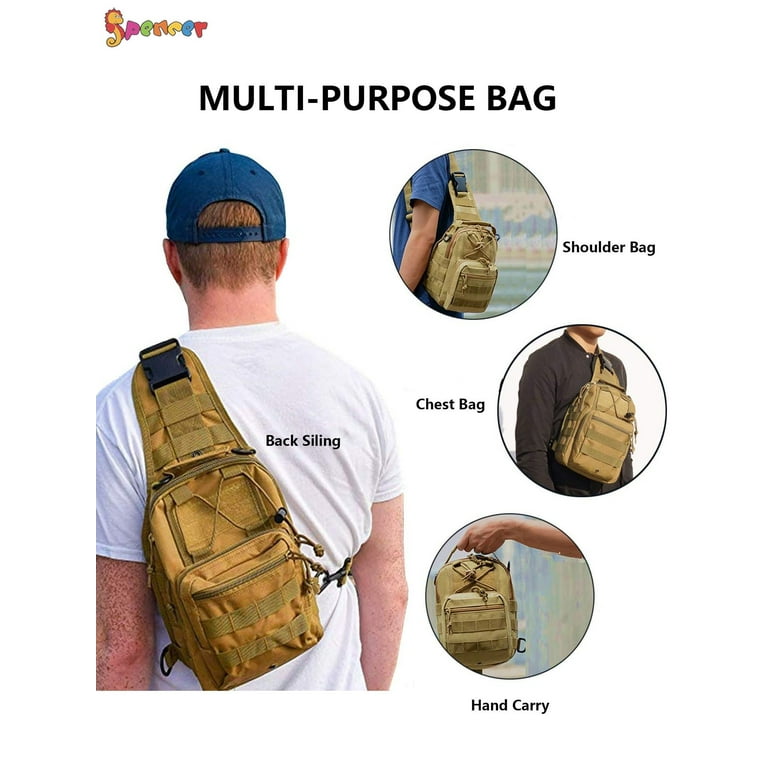 Spencer Men Crossbody Sling Bag Adult Sling Backpack Chest Bag Satchel  Single Shoulder Messenger Bag Daypack Backpack for Cycling Camping Hiking  ACU