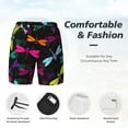 thumbnail image 5 of Balery Colorful Dragonflies Mens Swim Trunks Swim Shorts for Men Quick Dry Inseam Beach Shorts with Compression Liner Pocket-X-Large, 5 of 9