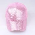thumbnail image 3 of Weikingp Fascinators Hats for Women Women Girl Ponytail Baseball Cap Sequins Shiny Messy Bun Snapback Hat Sun Caps Hats for Men Hats for Women Mens Hats (Clearance) Pink Cotton, 3 of 6