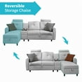 thumbnail image 5 of CECER Convertible Sectional Couch, L Shaped Sofa with Storage Chaise, Modern Sectional Sofa with Cup Holders and Neck Pillows, Reversible Sectional Couch for Living Room-Light Grey, 5 of 7