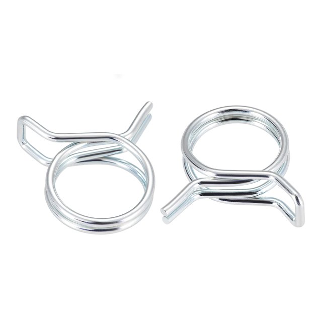 Unique Bargains Double Wire Motorcycle ATV 18mm Fuel Line Hose Tube Spring Clips Clamp Zinc Plated 20Pcs