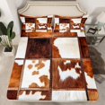 thumbnail image 2 of Homewish Country Farm Cowhide Twin Sheet Sets,Rustic Farmhouse Cabin Twin Fitted Sheet,Patchwork Cow Hide 03 For Men Women,Ultra Soft Home Decor,3-Piece, 2 of 7