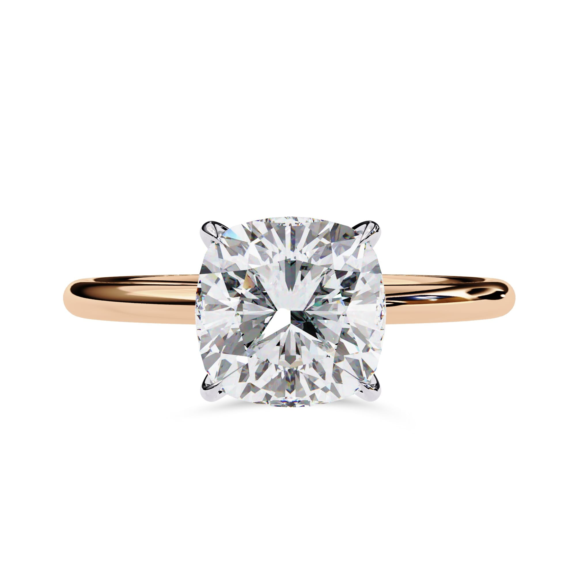 AFFY Solitaire Engagement Rings For Women, Center 8mm Cushion Cut Lab Created Moissanite Wedding Anniversary Ring in 14K Solid Rose Gold Size-9.5