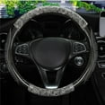 thumbnail image 2 of Peach Wood Grain Steering Wheel Cover Carbon Fiber Leather Breathable Anti-Slip Four Seasons Universal 15 Inch 38 cm Steering Covers, 2 of 6