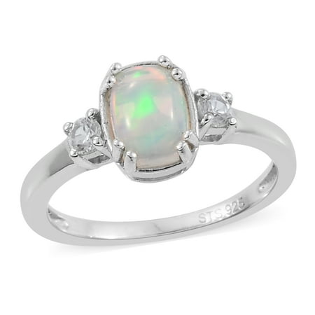 - Opal Zircon Ring 925 Sterling Silver Platinum Plated for Women