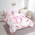 thumbnail image 3 of Manfei Pink Bow 7-Piece Queen Bedding Set,Initial Monogrammed,Super Cozy Kawaii, 3 of 5