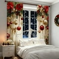 thumbnail image 4 of Leojiow 2 Pcs Rideaux Imprimés pour les Fêtes 2 Pcs de Rideaux Plats 2D Imprimés Rouges avec Flocon de Neige et Motifs Convenant à la Chambre et au Salon 70X100Cm, 4 of 6