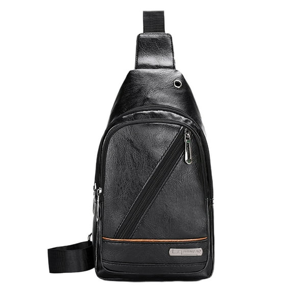 Hmsavn Men's Soft Leather Chest Bag - Stylish One-Shoulder Bag - Waterproofing Casual Business Crossbody Sling Bag