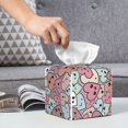 thumbnail image 5 of Uemuo Cartoon Hearts Tissue Box Cover Holder, Square with Bottom Belt - PVC Leather Decorative Organizer for Tabletop, Bathroom, Car, Office, 5 of 8