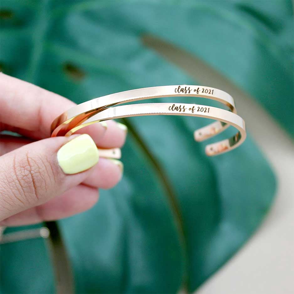 Anavia Enjoy the Journey Graduation Gift for Best Friend - Class of 2021 College Graduation Gift for Friend - Stainless Steel Bangle Gift