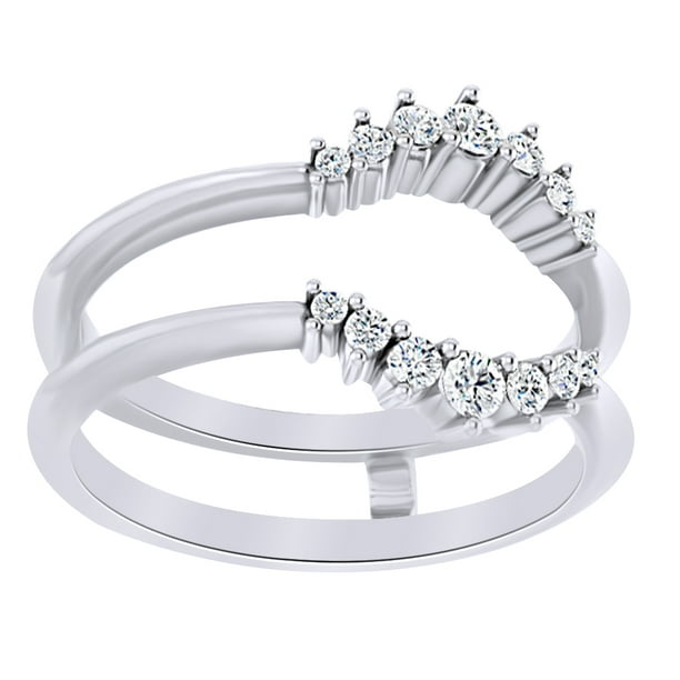 Jewel Zone US Round Cut White Natural Diamond Enhancer Ring Guard In
