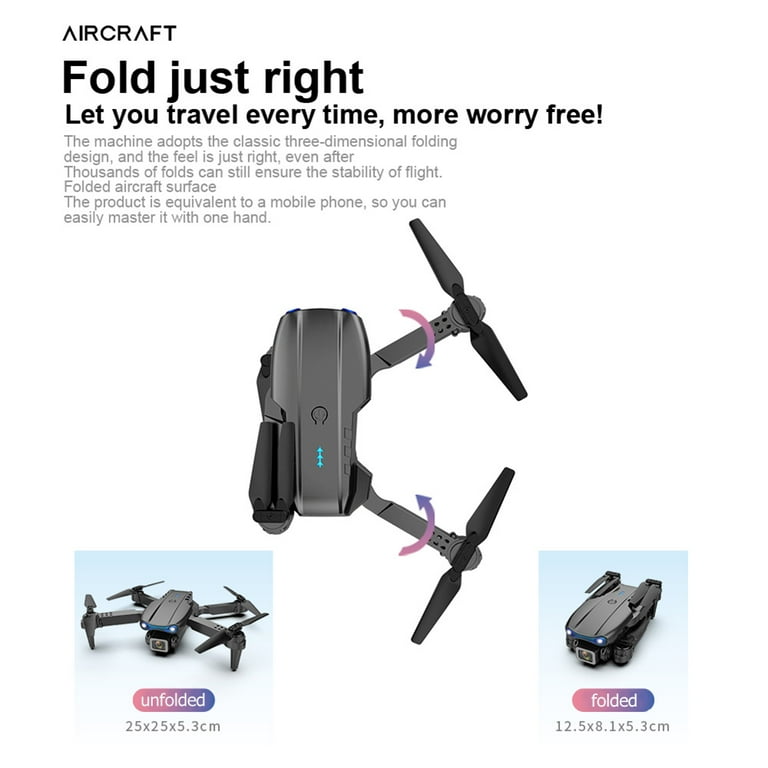 E99 K3 Pro Mini Drone 4K Profesional HD Dual Camera 1080P Obstacle Avoidance FPV Drones with Single Camera 1 Battery, Black