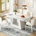 thumbnail image 7 of Tribesigns 63-Inch Dining Table for 4 to 6 People, Modern Rectangular Dining Room Table, Wooden Faux Marble Dinner Table with Sturdy Base, 7 of 7