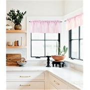 S18 Pink 1 Piece Solid Faux Silk Rod Pocket voile straight window curtain sheer valance 55"in Wide X 18"in Length for small window kitchen dcor