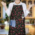 thumbnail image 5 of Black Christmas Cherry Pattern Apron-Garden Aprons for Women with Pockets-Cotton Linen Waterproof Kitchen Cooking Gardening Aprons Adjustable for Kitchen,Cooking,BBQ and Salon 33"x27", 5 of 7