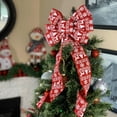 thumbnail image 2 of Red Fair Isle Christmas Bow - 10" Wide, 18" Long Pre-Tied Bow, Door Decor, Wreath, Winter, 2 of 4