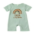 thumbnail image 1 of PENGXIANG Baby Romper Letter Rainbow Print Crew Neck Short Sleeves Breathable with Bottom Snaps Jumpsuit, 1 of 7