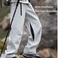 thumbnail image 4 of snilers Cargo Pants Men Elastic Waist Straight Wide Leg Pants Side Split Zip Up Breathable Mesh Lining Outdoor Fishing Travel Camping Trousers, 4 of 4