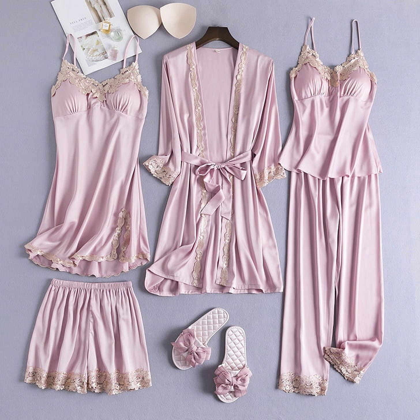 Satin 5 piece pj set sale