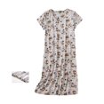 thumbnail image 5 of XIAONU Womens Nightshirts Summer Thin Trendy Short Sleeve Floral Nightgown Baggy Oversized Pleasure Round Neck Sleepwear Homewear, 5 of 5