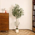 thumbnail image 3 of 6 Feet (72'') Artificial Olive Tree Fluffy Plants Indoor for Home Corner, Faux Olive Tree for Modern Home Office Living Room Floor Decor Indoor, 3 of 6