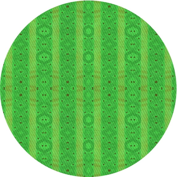 Ahgly Company Indoor Round Patterned Lime Green Area Rugs, 8' Round