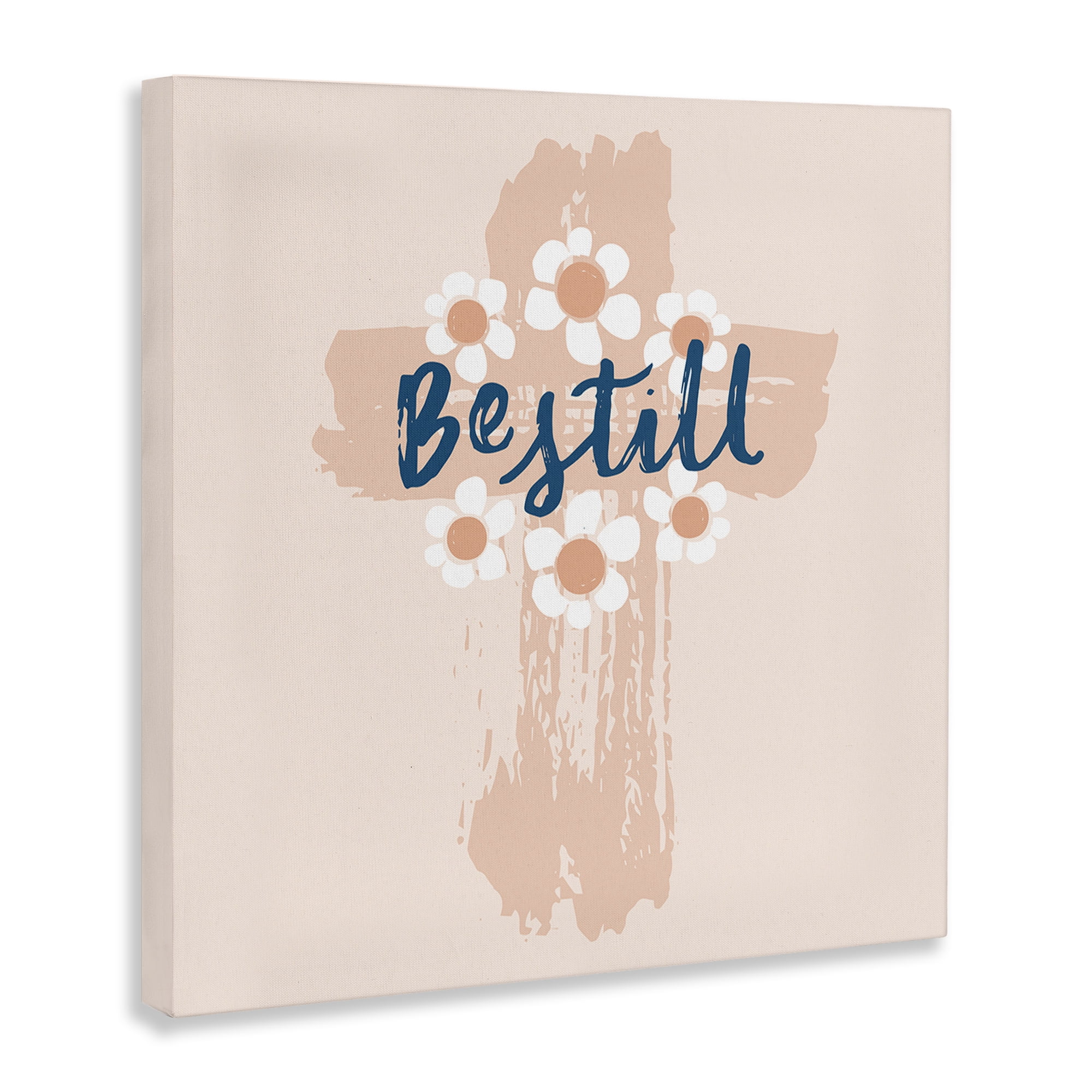 Stupell Industries Be Still Pastel Cross Religious Painting Gallery Wrapped Canvas Art Print Wall Art, 36 x 36