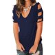 thumbnail image 1 of Camisetas de manga corta para mujer con hombros descubiertos y cuello en V profundo Ormromra, 1 of 6
