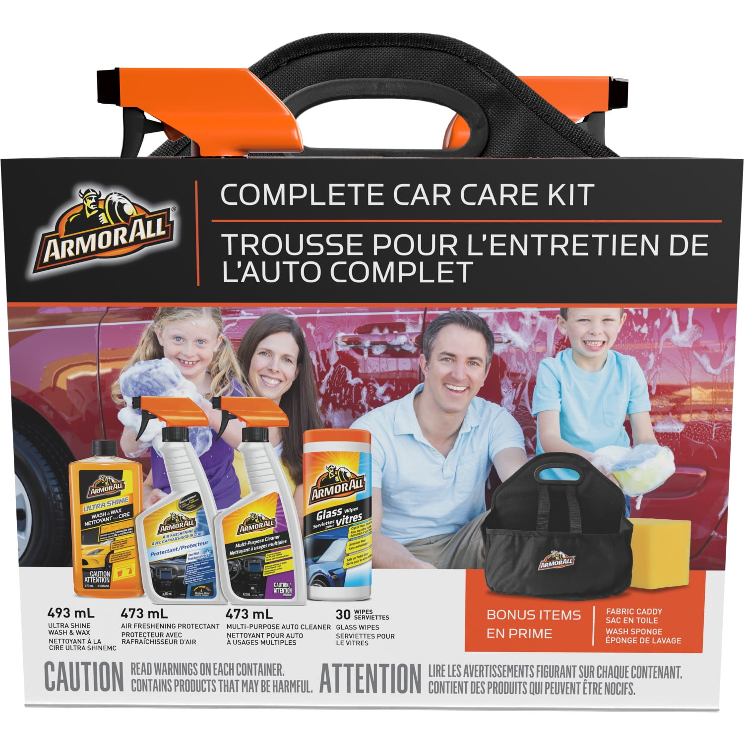 Armor All Complete Car Care Kit, Automotive Cleaner Soft Caddy 6-piece Gift Set