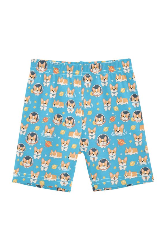 Cute Corgi Dog Space Girls Lined Shorts Bike Dance Bottoms 5T