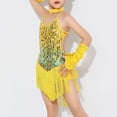 thumbnail image 2 of XXWXYD Girls Sequin Tassel Dress Latin Dance Skirt Sparkling Ballet Tan𝑔o Dancewear 5-14 Years Competition Performance Stage Costum𝖾 Glittery, 2 of 9