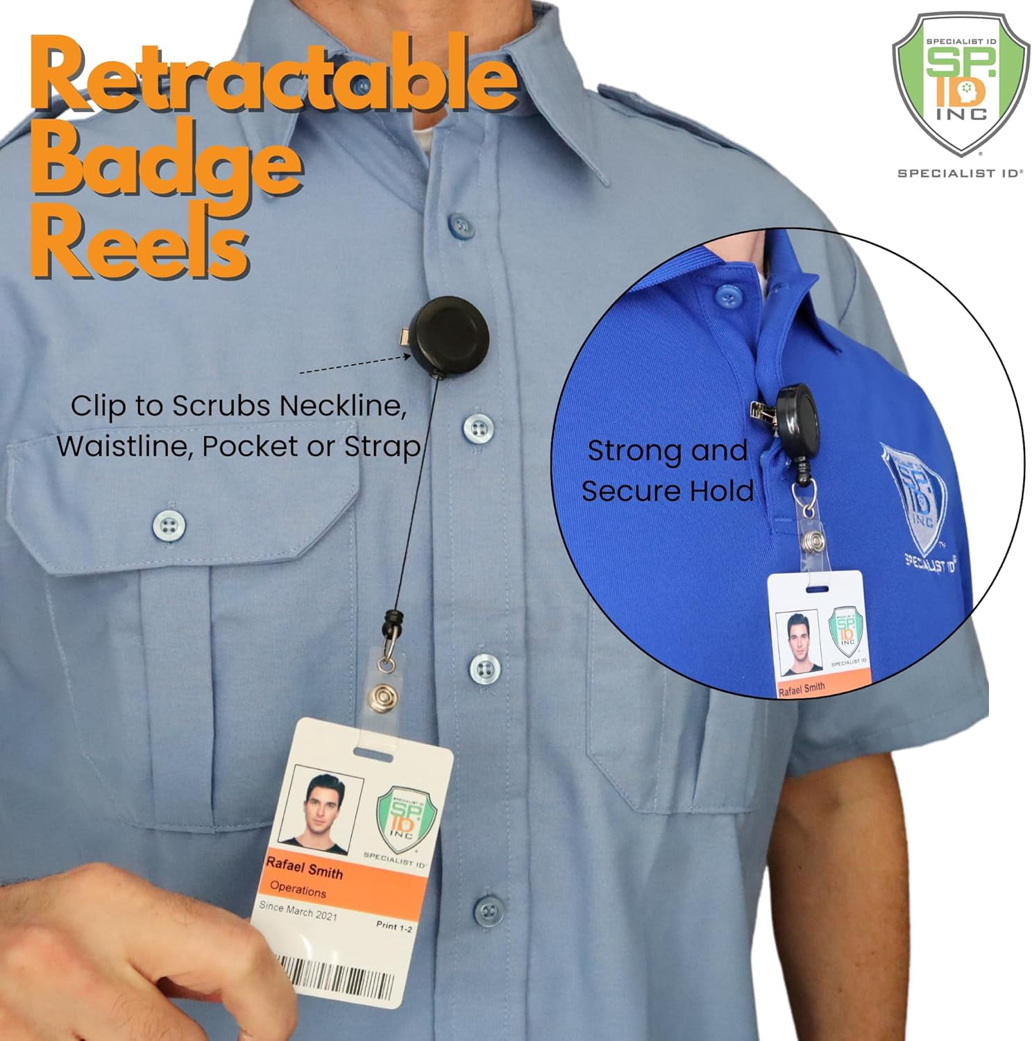 ABPETE Bulk 100 Pack - Bulk Premium Black Retractable Name Badge Reels with Alligator Swivel Clip & Vinyl Card Holder Strap by Specialist ID