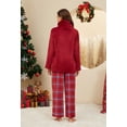 thumbnail image 4 of U2SKIIN Womens Ultra Soft Plush Plaid Pajamas Set Fluffy Loungewear Fuzzy Pjs for Women Cozy Sleepwear Warm Pullover（Burgundy+Red Blue Plaid, L）, 4 of 5